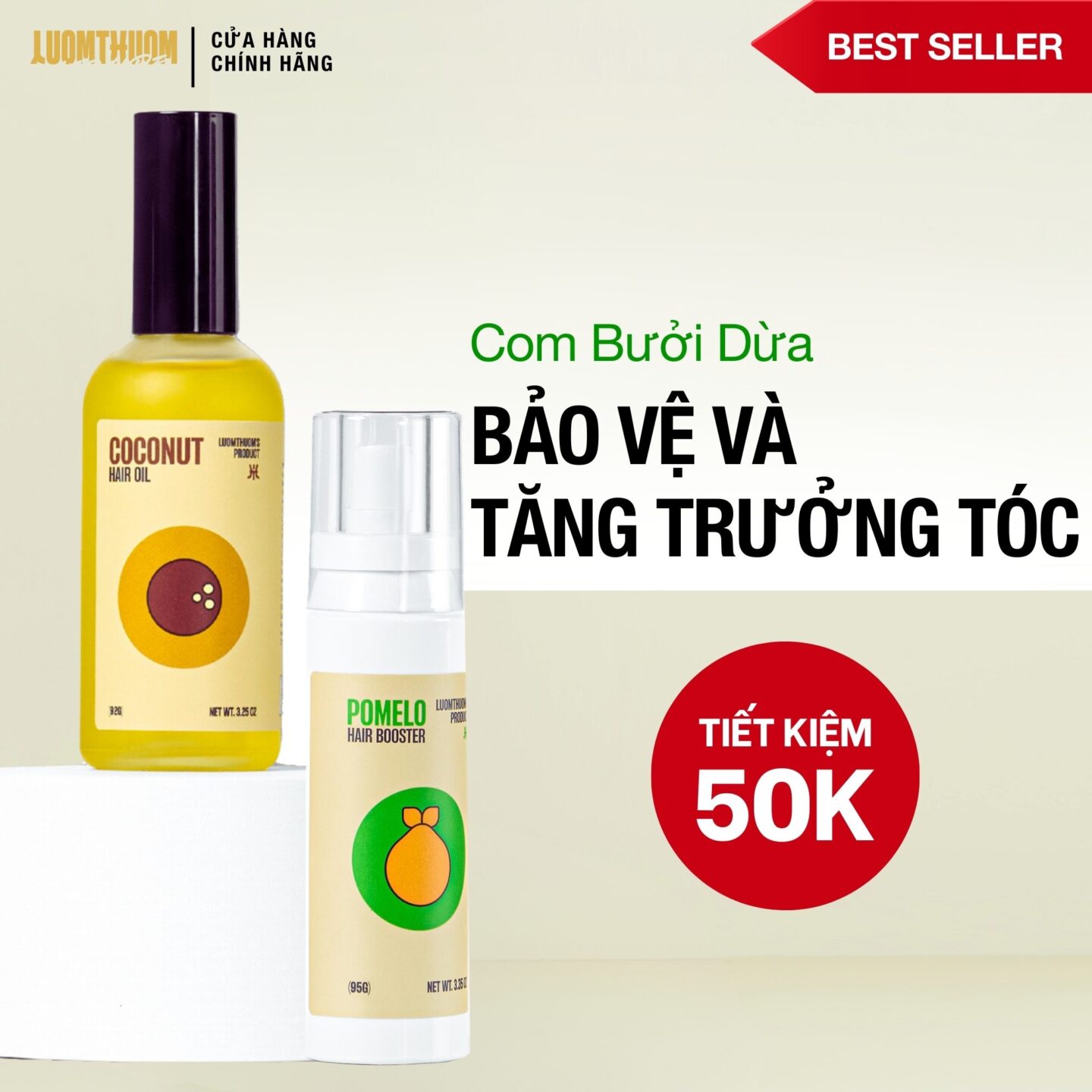Combo kích mọc tóc & trị tóc khô xơ Luomthuom Haircare