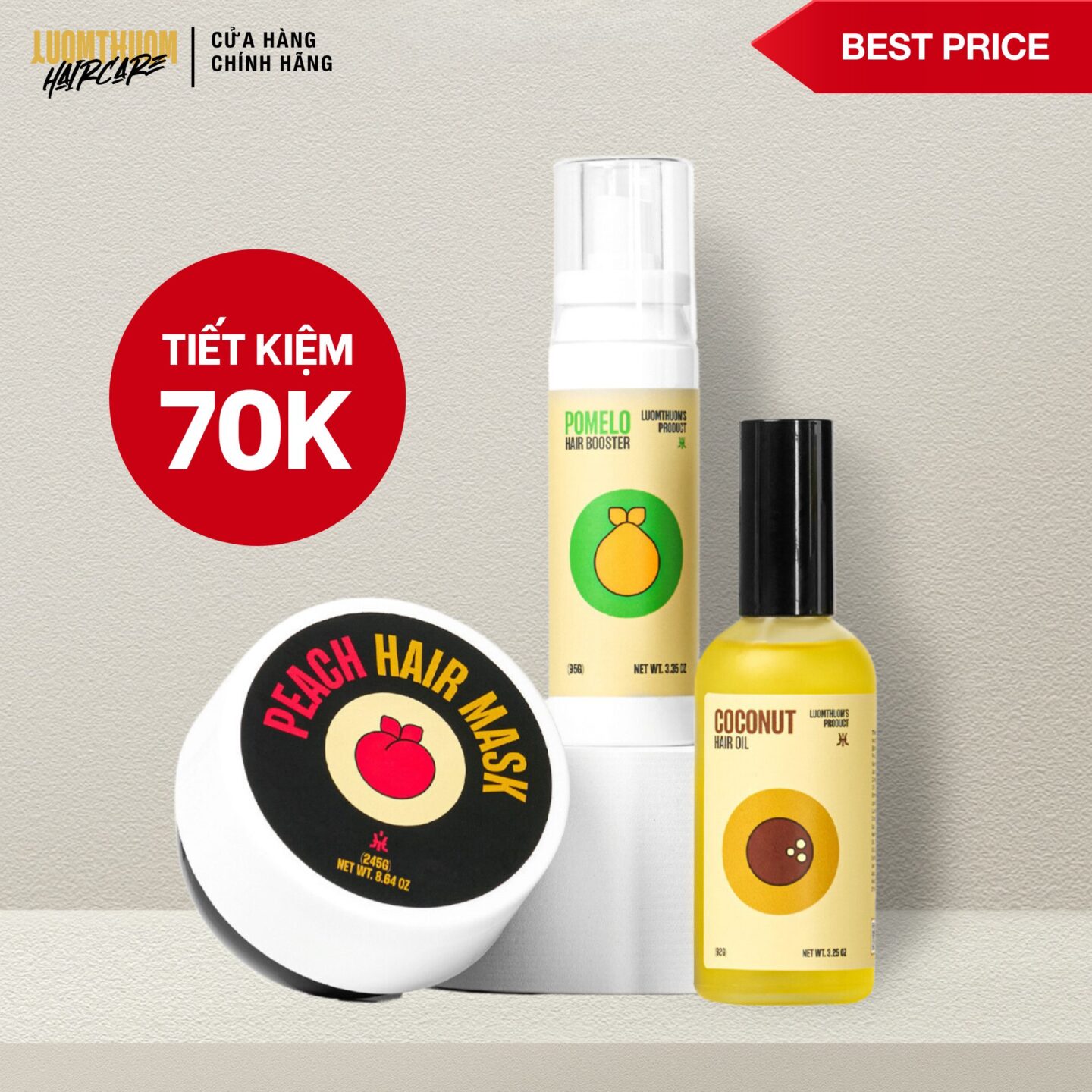 Combo chăm sóc tóc dài khỏe khoắn toàn diện Luomthuom Haircare
